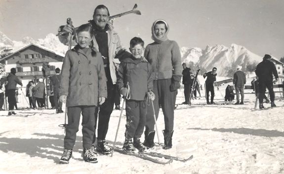 Rosemary, John, Roger and Marian at Seefeld, Austria January 1959
